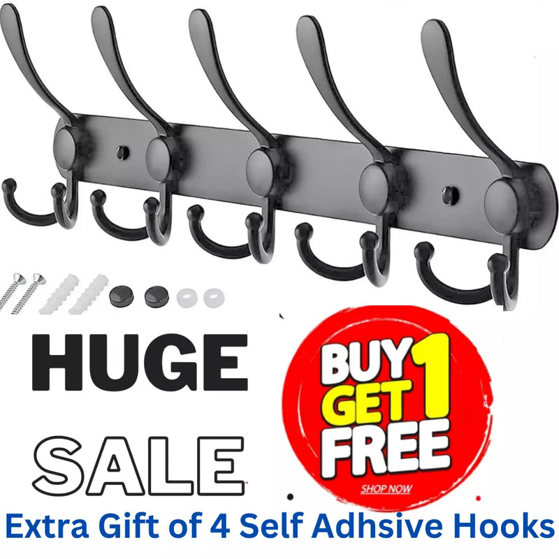 Clothes Coat Door Holder 5/15 Hooks Rack Hat Wall Hanger Rail Stainless Steel