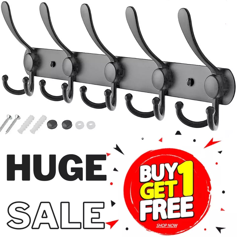 Clothes Coat Door Holder 5/15 Hooks Rack Hat Wall Hanger Rail Stainless Steel