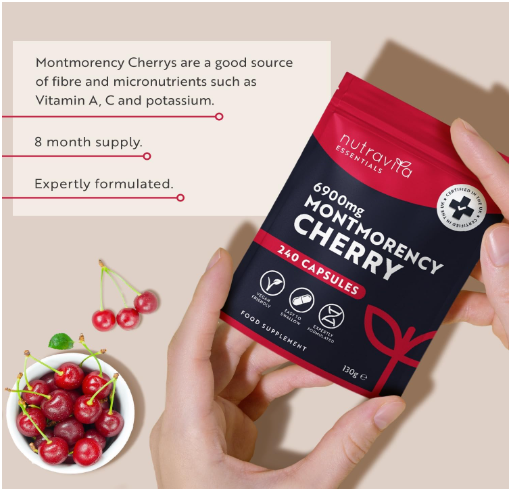 Montmorency Cherry 6900mg | 240 Capsules | Tart Cherry Extract | Vegan, Made UK