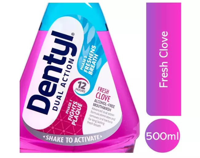 Dentyl Dual Action Fresh Clove CPC Mouthwash, Removes Plaque and Bacteria, 500ml