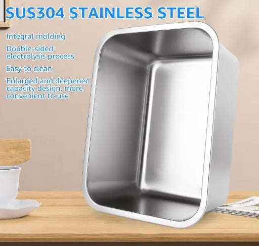 Aselected Washing up Bowl, 304 Stainless Steel Large Rectangular 10 Litre Washin